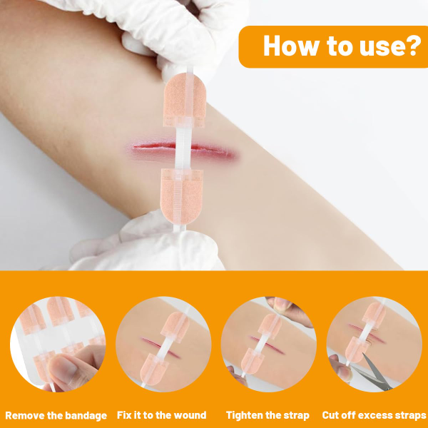 3 Pcs Bandages for Wounds, Zip Stitch for Skin, Zip Close Bandage for Emergency Wound Care, Zip Stitch Sutures, Extra Large Band Aid, Waterproof Butterfly Strips Wound Closure - Image 2