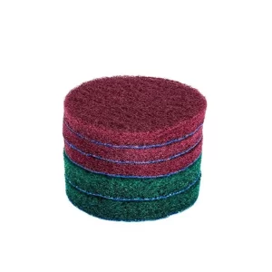 Power drill brush scrubbing kit with nylon scouring pads.