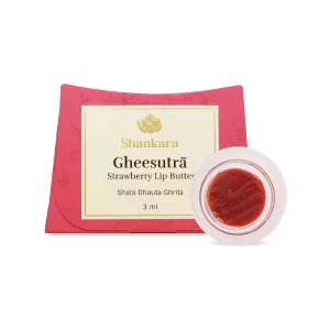 Shankara Gheesutrā Strawberry Lip Butter, Ayurvedic Lip Balm for Soothing Dry, Inflamed, and Chapped Lips - Nourishment, Moisturizing, and Hydration up to 12 Hours - (Pack of 1) - 3ml