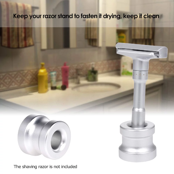 1Pc Mans Shaving Razor Stand Holder Aluminum Alloy Safety Razor Base Shaving Razor Accessory - Image 4