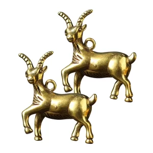 2Pcs Brass Sheep Design Keychain Pendants Creative Zodiac Animal Shaped Pendants Key Rings Ornaments
