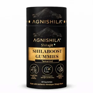 Shilajit Shilaboost Gummies| Agnishila Pure Himalayan Shilajit/Shilajeet Resin Gummies with 70% Fulvic Acid, Gokhru, Ginger & Black Musli | Boosts Stamina, strength & Energy | No Added Sugar | Pack of 60