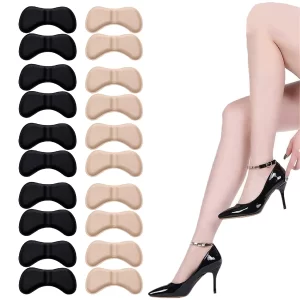20Pcs Shoe Bite Protector for Woman, Heel Pads for Pain Relief, Double-Layer Non-Marking Self-Adhesive, 10 Pairs (Black+Pale Apricot), Premium Comfort & Protection for High Heels, Flats, and Dress Shoes
