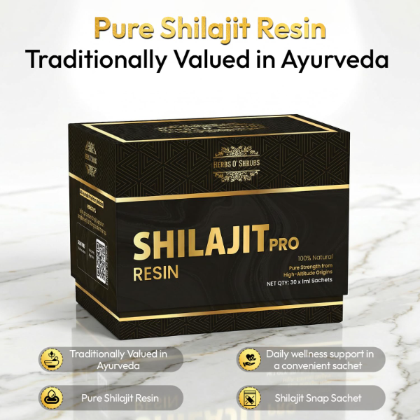 Herbs O' Shrubs Shilajit Pro Snap Sachet | Ayurvedic Resin for Energy, Strength, Stamina & Vitality | Fulvic Acid & Minerals | Instant On-the-Go Male Wellness | 30 Sachets (Pack of 1) - Image 2