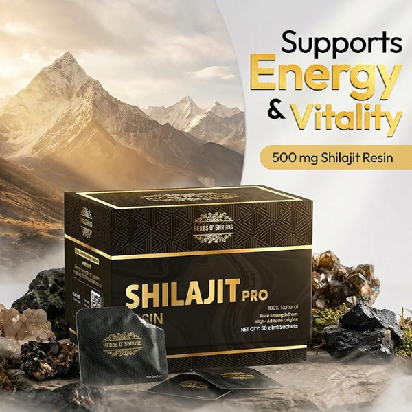 Herbs O' Shrubs Shilajit Pro Snap Sachets - 90 Sachets (Pack of 3) | Pure Ayurvedic Resin for Energy, Strength & Stamina | Rich in Fulvic Acid - Image 4