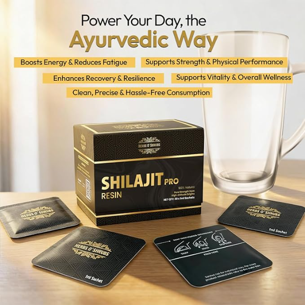 Herbs O' Shrubs Shilajit Pro Snap Sachets - 60 Sachets (Pack of 2) | Pure Ayurvedic Resin for Energy, Strength & Stamina | Rich in Fulvic Acid - Image 2