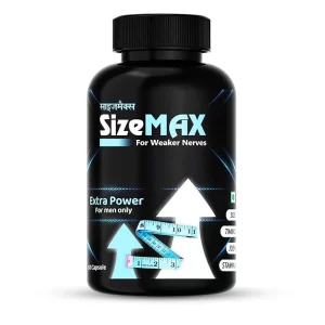 SizeMAX Capsules for Men | Ayurvedic Support for Size, Timing & Stamina | Improves Nerve Strength & Performance | 60 Capsules