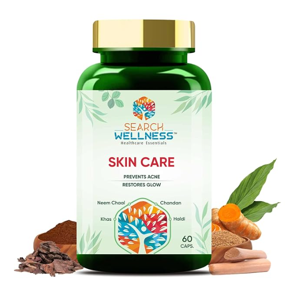Natural Herbal Skin Healing Capsules | 60 Count | Supports Clear Bright Skin, Acne Relief & Blood Detox | Ayurvedic Treatment for Urticaria & Skin Cracks
