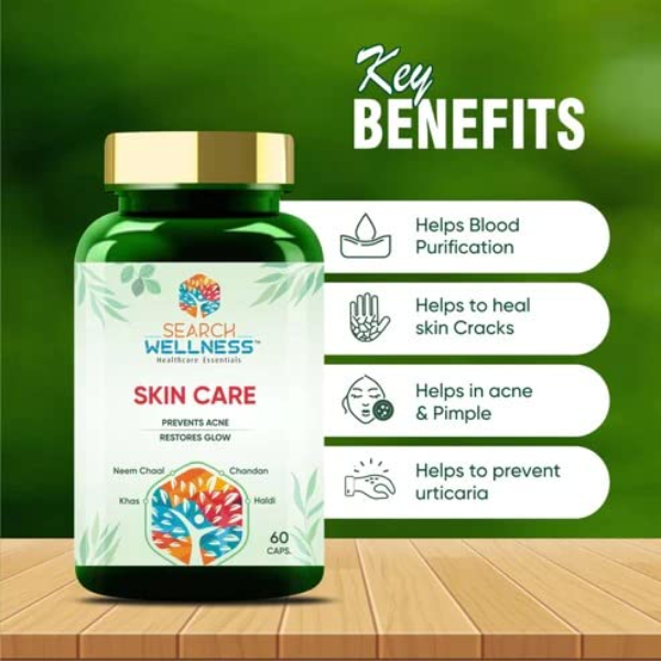 Natural Herbal Skin Healing Capsules | 60 Count | Supports Clear Bright Skin, Acne Relief & Blood Detox | Ayurvedic Treatment for Urticaria & Skin Cracks - Image 2