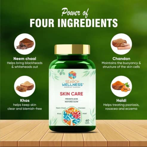 Natural Herbal Skin Healing Capsules | 60 Count | Supports Clear Bright Skin, Acne Relief & Blood Detox | Ayurvedic Treatment for Urticaria & Skin Cracks - Image 4