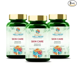 Ayurvedic Skin Care Capsules for Acne & Glow - 180 Capsules (Pack of 3) | Herbal Blood Purifier for Clear Skin, Pimples & Skin Cracks