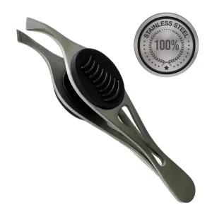 1 ALAZCO Professional Comfort Hold Soft Grip Non-Slip Rust Proof Stainless Steel Slanted Tip Eyebrow Tweezers Facial Hair Removal Ingrown Brows Slant Tweezer Women Men