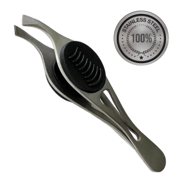1 ALAZCO Professional Comfort Hold Soft Grip Non-Slip Rust Proof Stainless Steel Slanted Tip Eyebrow Tweezers Facial Hair Removal Ingrown Brows Slant Tweezer Women Men