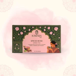 Spiced Rose Green Tea, Rose Petals with Cardamom and Cinnamon, Biodegradable Tea Bags, No Added Sugar, Low Caffeine, 25 Tea Bags