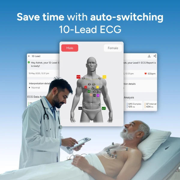 Sunfox Spandan Pro | Portable ECG Machine | Medical Grade 12 Lead ECG Monitor | Pocket ECG for Doctors | Spandan ECG Device for Clinic & Hospital | Multichannel Goldberger ECG System - Image 3