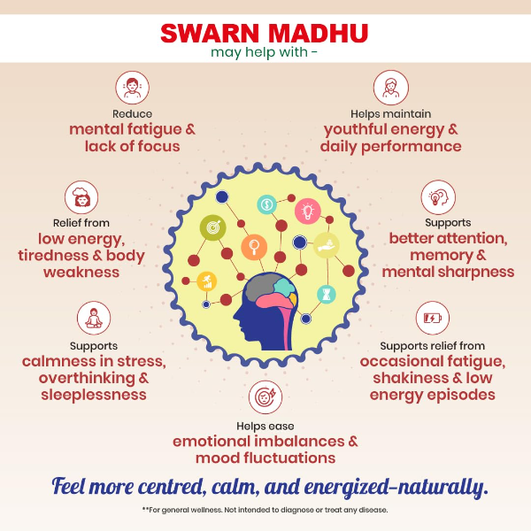 Dhanwantri Pharmaceuticals Swarn Madhu Ayurvedic Brain Tonic for Memory & Focus | Herbal Syrup for Mental Clarity, Calmness & Daily Wellness (Sugar Free) (180 ML (Pack of 1)) - Image 2