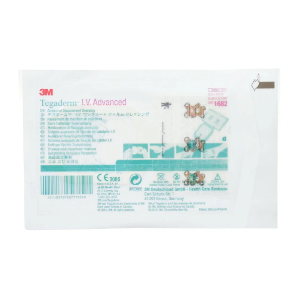 3 M Tegaderm I.V. Advanced Securement Dressing, 1682, 2 in x 2-1/4 in (5 cm x 5.7 cm), Pack of (10) - Image 2