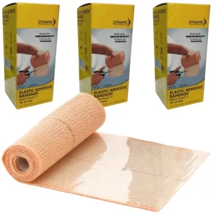 3 Packs Beige Top O Plast Elastic Adhesive Bandage B.P Stretchable Roll for Wound Dressing First Aid Wrap Hand Legs Ankle Knee Foot Medical Elastic Adhesive Crepe Bandage Size 10cm x 1/2 m
