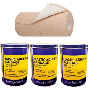 3 Packs Top O Plast Elastic Adhesive Bandage B.P Stretchable Roll for Wound Dressing First Aid Wrap Hand Legs Ankle Knee Foot Medical Elastic Adhesive Crepe Bandage Size 10cm x 4/6 m
