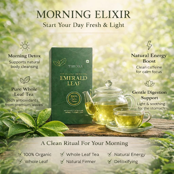 Theora Classic Green Tea Loose Leaves - 100% Pure Natural Green Tea | Rich in Antioxidants | Detox and Metabolism Support| Premium Loose Leaf Green Tea | Fresh and Aromatuc | Smooth taste and less bitter (100gm) - Image 3