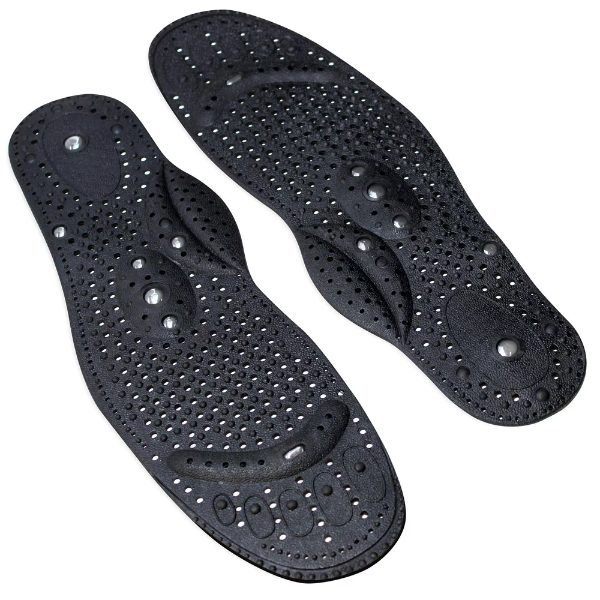 A pair of premium 3-in-1 Mens Insoles XL showcasing the triple-action arch support and gel cushioning layers.
