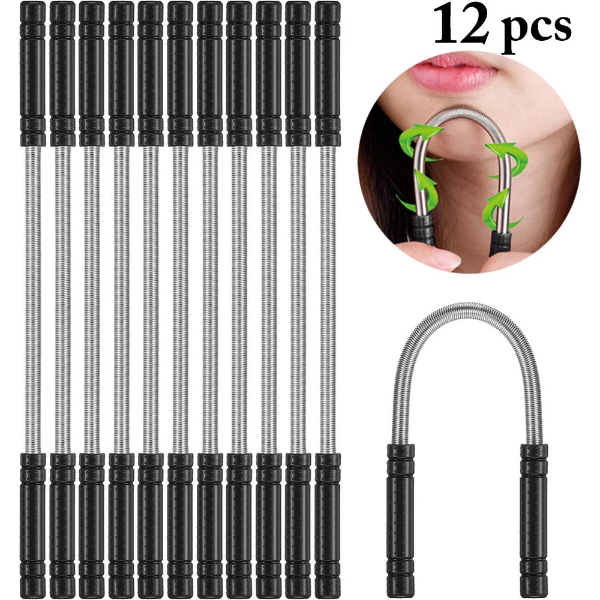 12PCS Facial Hair Remover Portable Hair Remover Spring Threading Tool for Women - Image 4