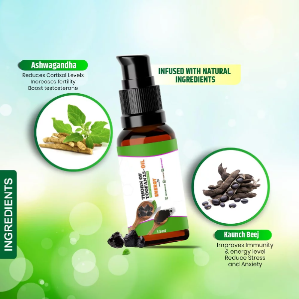 Aarogya India Thorn of Toofan Ayurvedic Massage Oil for Men (15 ml) – Natural Oil for Strength, Stamina & Performance - Image 3