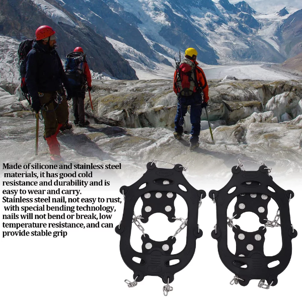 12 Tooth Crampons, Special Bending Technology Stainless Steel Nail Break Resistance Thickened Silicone 12 Tooth Crampons for Skiing for Outdoor(L Code) - Image 4