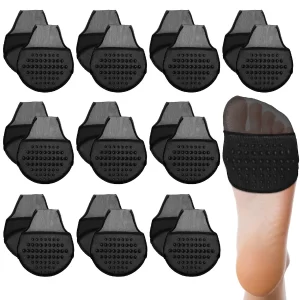 10 Pairs Women's Toe Topper Socks with Padding Pads Covers Forefoot Pads Cushions Half Socks Non Skid Reusable Protectors, Black, one size