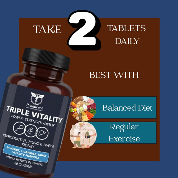 Triple Vitality | Men’s Vitality & Wellness Support | Ashwagandha & Shilajit | 60 Capsules - Image 4