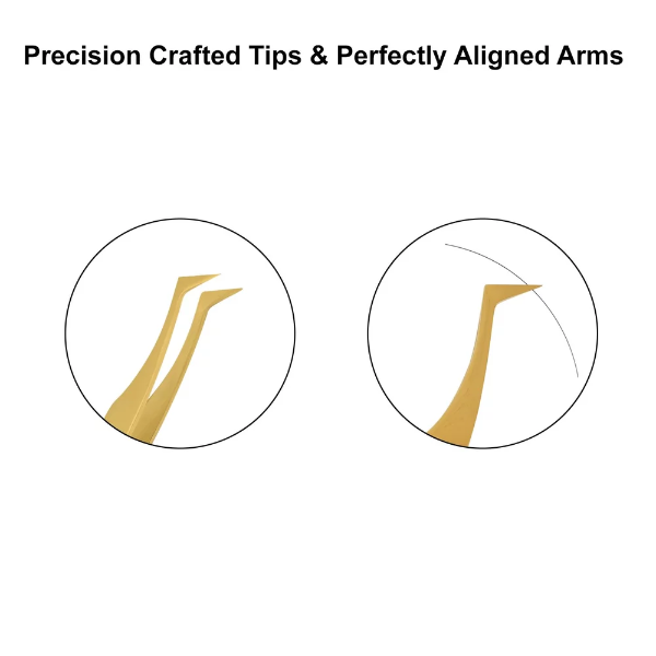 12cm Professional Golden Tweezers for Eyelash Extension Hand Crafted Japanese Stainless Steel Precision Tweezers (L-Shape Tip.) - Image 3