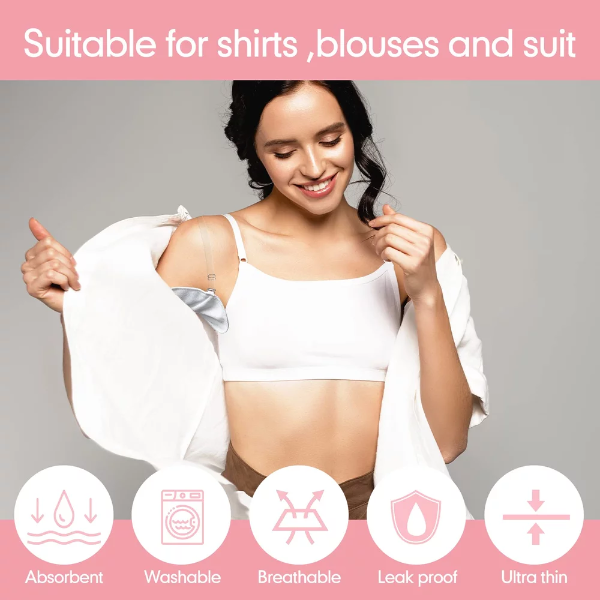 4 Pairs Reusable Underarm Sweat Pads with Shoulder Straps – Breathable, Washable Armpit Guards for Men & Women, Absorbent Anti-Sweat Protection - Image 2