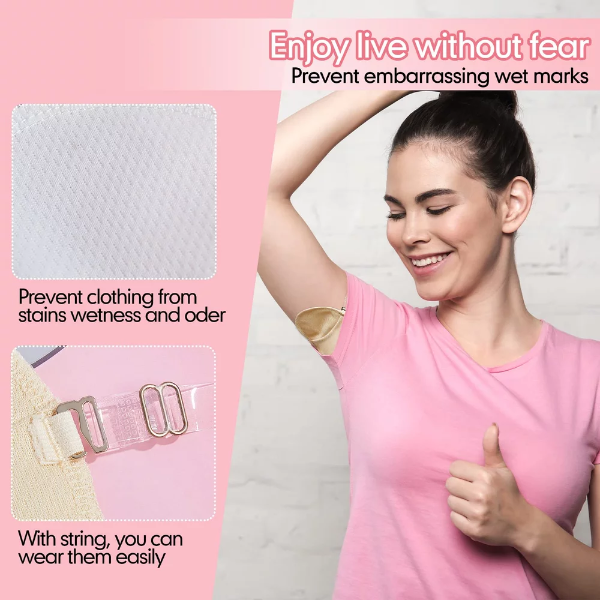 4 Pairs Reusable Underarm Sweat Pads with Shoulder Straps – Breathable, Washable Armpit Guards for Men & Women, Absorbent Anti-Sweat Protection - Image 3