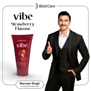 Bold Care Vibe Strawberry Flavoured Personal Lubricant (50ml) for Men & Women – Premium Water-Based Intimate Lube, Skin-Friendly, Silicone & Paraben Free, Safe & Smooth Intimacy Gel for Enhanced Comfort