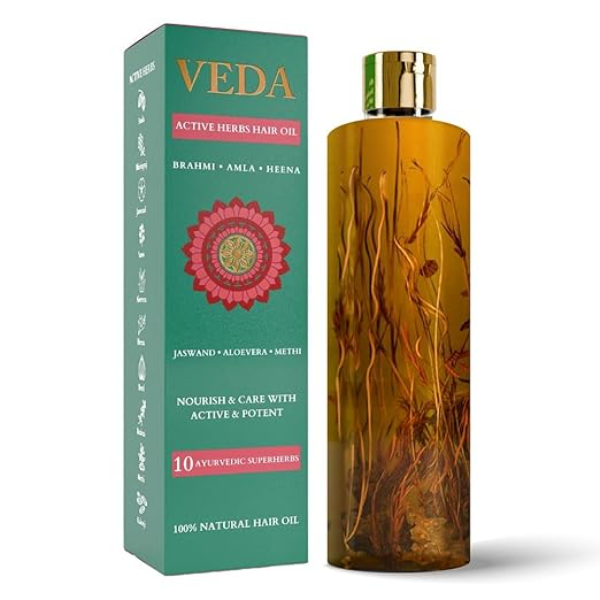 Veda Ayurvedic Cold Pressed Hair Oil (500ml) - Mega Value Pack | Infused with Real Jadi Butis for Hair Growth & Hair Fall Control | 100% Natural Root Treatment