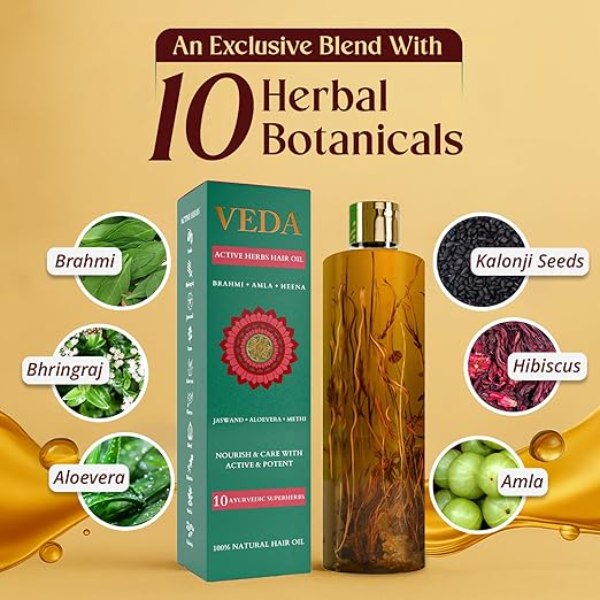 Veda Ayurvedic Cold Pressed Hair Oil (500ml) - Mega Value Pack | Infused with Real Jadi Butis for Hair Growth & Hair Fall Control | 100% Natural Root Treatment - Image 3