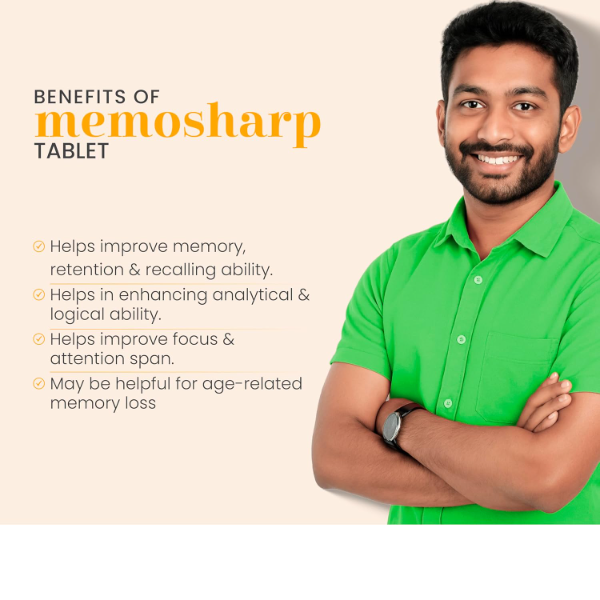 Vedistry Memosharp Capsules with Brahmi, Mandukparni, Yashtimadhu, Amalaki & Haridra for Memory Wellness | Ayurvedic Brain Booster Supplement for Memory, Clarity, Reduces Stress & Anxiety | Support for Cognitive Health, Concentration, Focus Mood & Learning Activities – 60 Capsules (Pack of 1) - Image 2