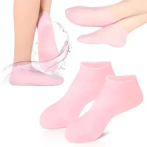 1 Pair Silicone Gel Moisturizing Socks for Cracked Heels, Dry Feet & Callus Care Hydrating Foot Spa Socks for Men & Women Reusable, Washable Heel Protectors for Soft Feet