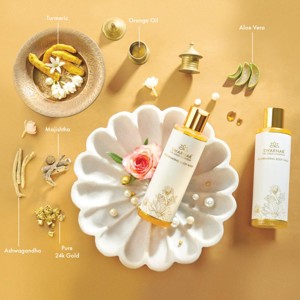 Women's 24K Gold Ayurvedic Rejuvenating Body Wash with Aloe Vera & Turmeric Extract for Skin Glow & Radiance - For All Skin Types - 100 ml - Image 2