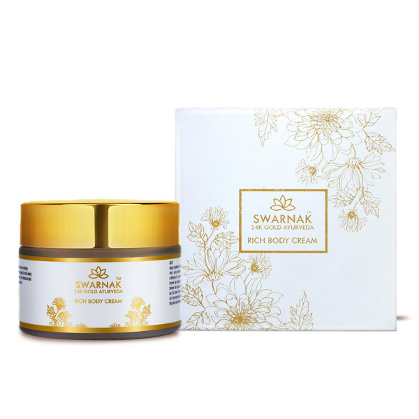 Women's 24K Gold Ayurvedic Gentle Body Cream with Almond Oil & Shae Butter for Moisturizing, Improving Skin Texture - For All Skin Types - 50 gm