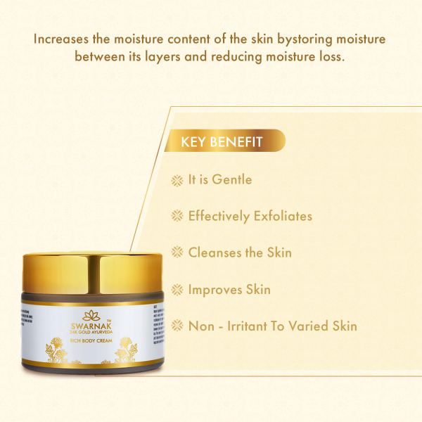 Women's 24K Gold Ayurvedic Gentle Body Cream with Almond Oil & Shae Butter for Moisturizing, Improving Skin Texture - For All Skin Types - 50 gm - Image 3