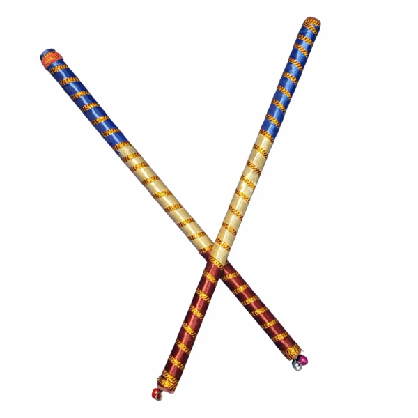 14 Inch Designer Wooden Dandiya Sticks Satin Wrapped Garba & Navratri Dance Sticks (Set of 3 Pairs) - Image 4