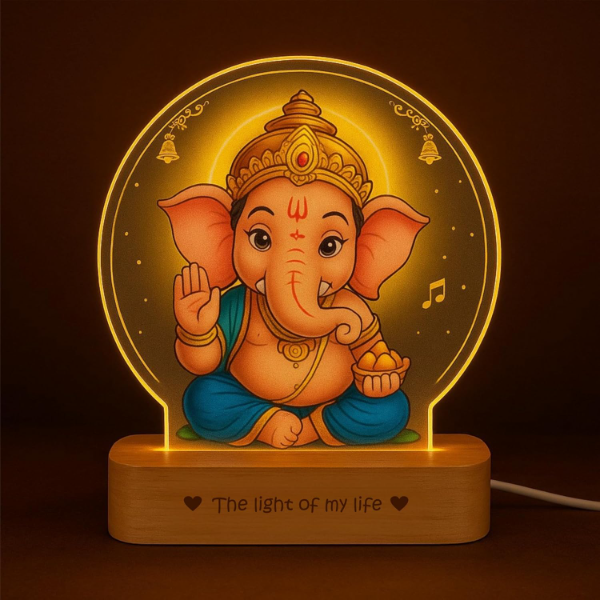 ZOCI VOCI LED Ganesh Photo Frame Lamp – Warm Light Lord Ganesha Night Lamp for Pooja Room, Home Temple Decor | Spiritual Diwali & Housewarming Gift