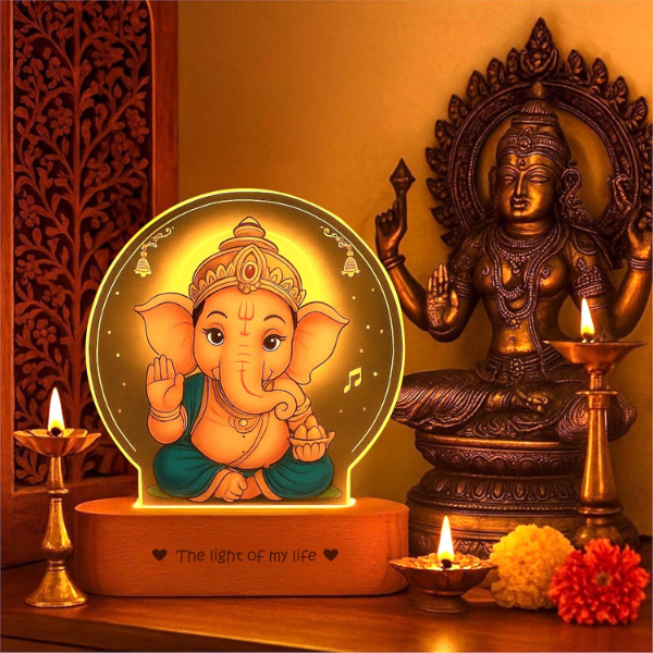 ZOCI VOCI LED Ganesh Photo Frame Lamp – Warm Light Lord Ganesha Night Lamp for Pooja Room, Home Temple Decor | Spiritual Diwali & Housewarming Gift - Image 2