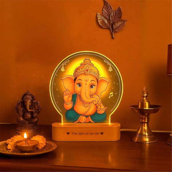 ZOCI VOCI LED Ganesh Photo Frame Lamp – Warm Light Lord Ganesha Night Lamp for Pooja Room, Home Temple Decor | Spiritual Diwali & Housewarming Gift - Image 3
