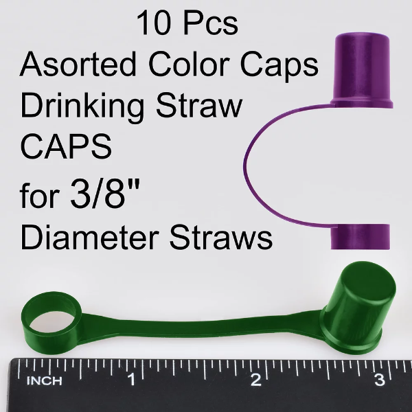 10pcs Mixed Color Caps Drinking Straw CAPS for 3/8" Diameter Straws - - straw cover - straw caps covers - Mixed color - Image 3