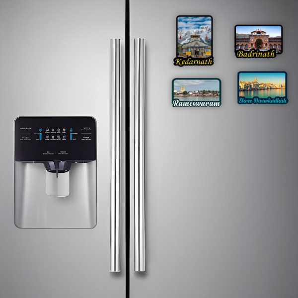 Gift Me Bazar 4 Dham Fridge Magnet | Rameshwaram | Badrinath | Kedarnath | Dwarka Fridge Magnet | Religious Gift | Home Office & Temple Decor Stickers (Combo) - Image 2