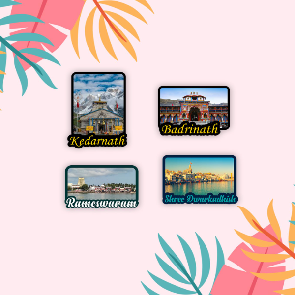 Gift Me Bazar 4 Dham Fridge Magnet | Rameshwaram | Badrinath | Kedarnath | Dwarka Fridge Magnet | Religious Gift | Home Office & Temple Decor Stickers (Combo) - Image 3