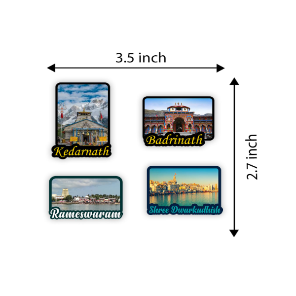 Gift Me Bazar 4 Dham Fridge Magnet | Rameshwaram | Badrinath | Kedarnath | Dwarka Fridge Magnet | Religious Gift | Home Office & Temple Decor Stickers (Combo) - Image 4