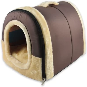AMICA Cozy Igloo Pet Bed for Dogs & Cats – Foldable Washable Cat Cave House with Removable Cushion for Puppies, Kittens & Rabbits (Medium)
